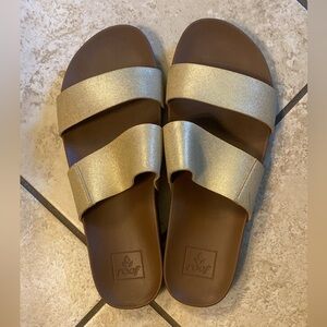 Reef Metallic Gold Slide Sandals